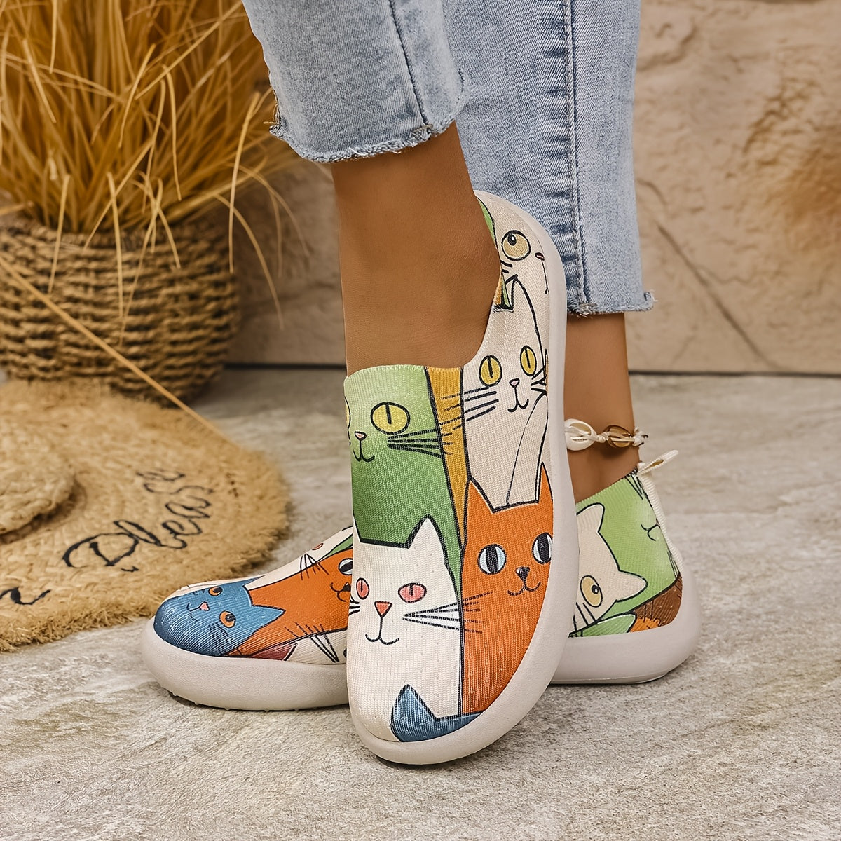 Buty Damskie Slip-On „Koty” – Lekkie i Miękkie na Co Dzień