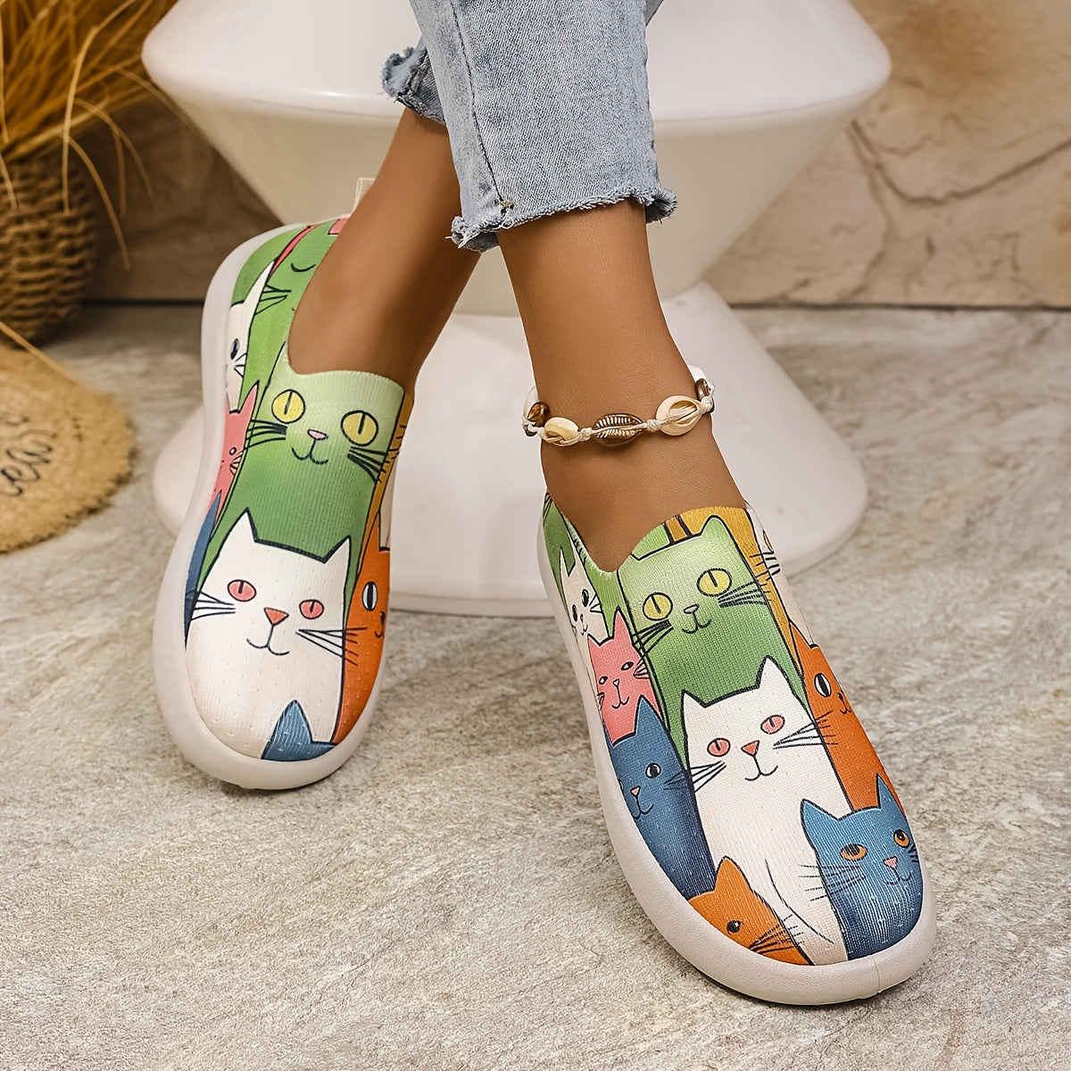 Buty Damskie Slip-On „Koty” – Lekkie i Miękkie na Co Dzień