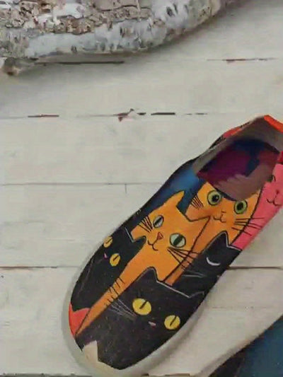 Buty Damskie Slip-On „Koty” – Lekkie i Miękkie na Co Dzień