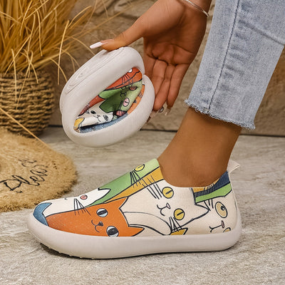 Buty Damskie Slip-On „Koty” – Lekkie i Miękkie na Co Dzień