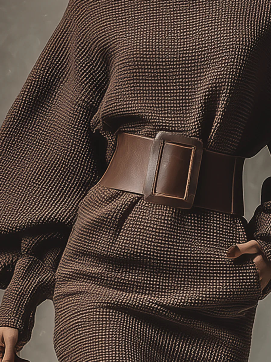 Sukienka damska – dzianinowa mini z paskiem, wygoda bez utraty stylu