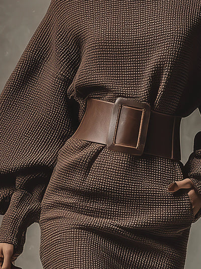 Sukienka damska – dzianinowa mini z paskiem, wygoda bez utraty stylu