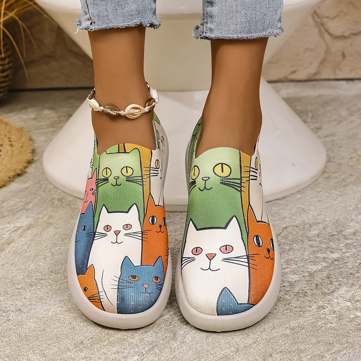 Buty Damskie Slip-On „Koty” – Lekkie i Miękkie na Co Dzień