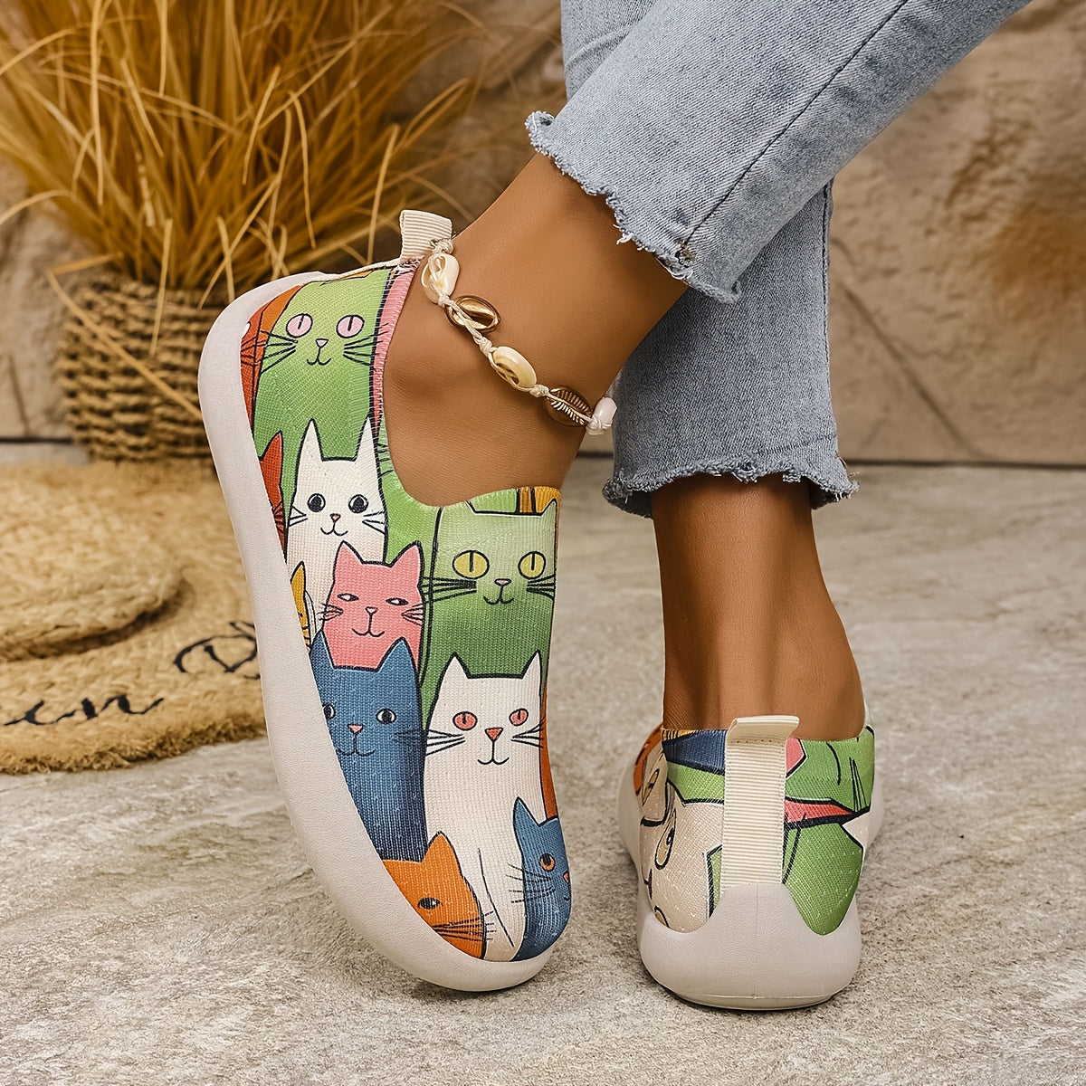 Buty Damskie Slip-On „Koty” – Lekkie i Miękkie na Co Dzień